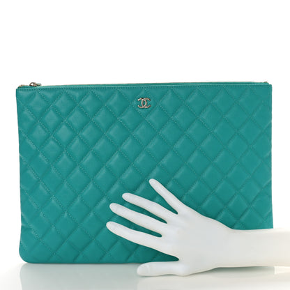 Chanel Caviar Quilted Large Cosmetic Case Turquoise 2 of 9