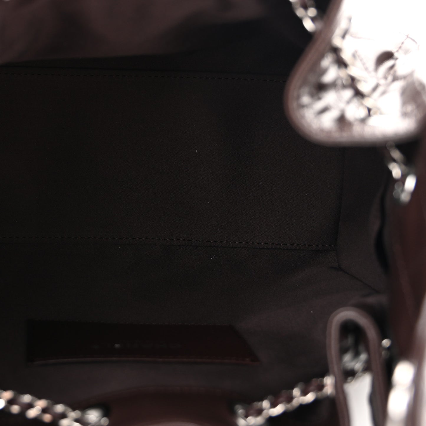 Shiny Crumpled Calfskin Quilted Small Chanel 25 Handbag Dark Brown