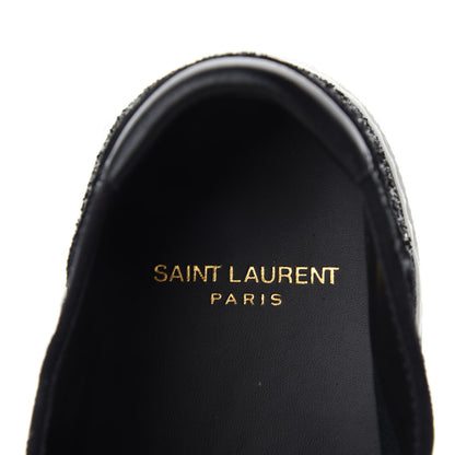 Saint Laurent Calfskin Crystal Glitter Venice Low Top Sneakers 39.5 Black 7 of 9