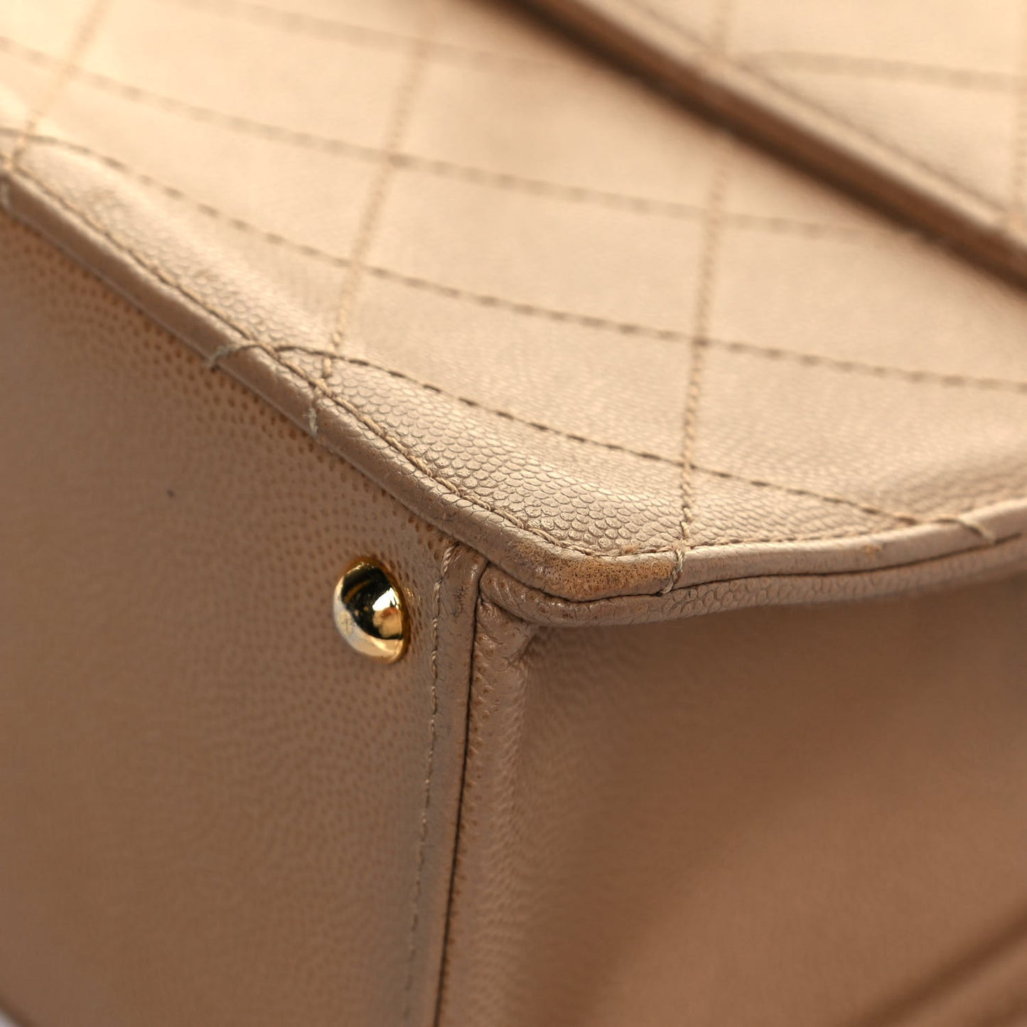 Caviar Stitched Medium Flap Beige