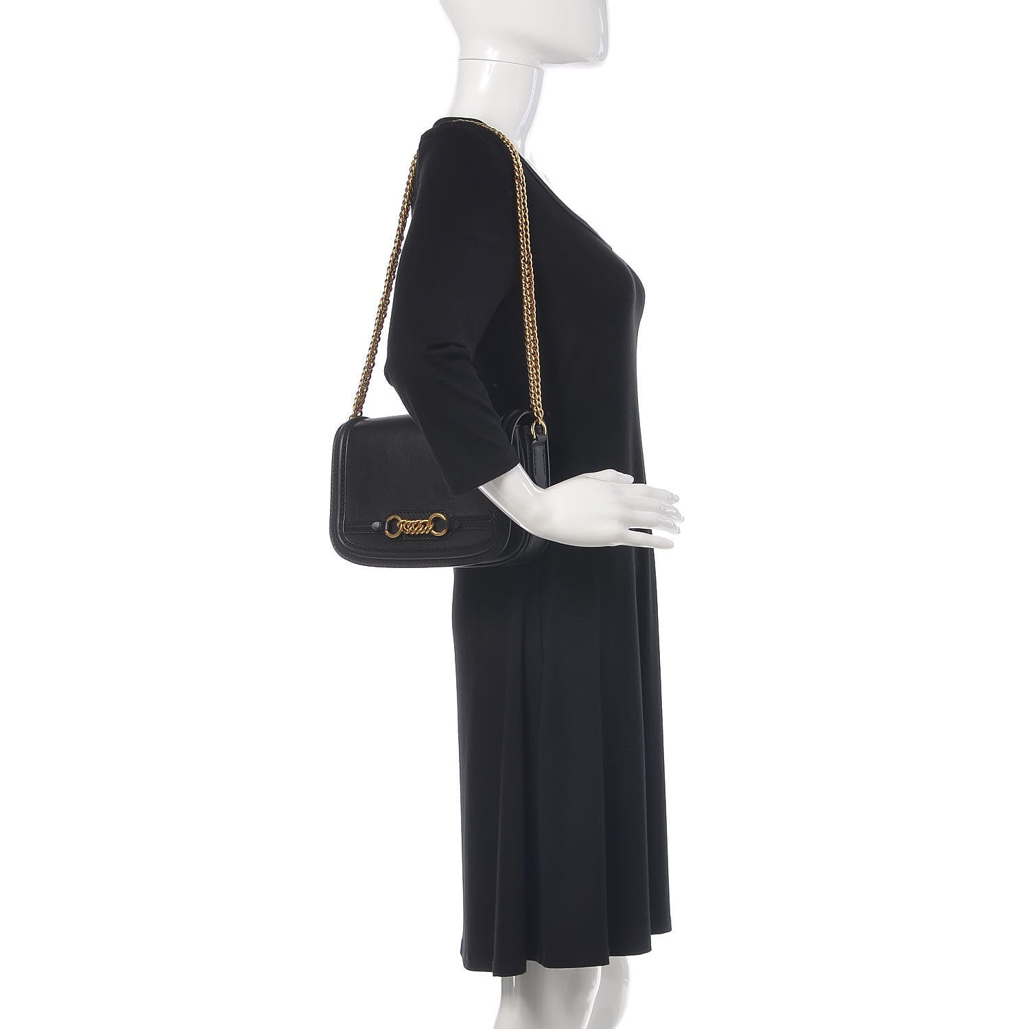 Burberry Soft Calfskin Link Flap Crossbody Black 2 of 12