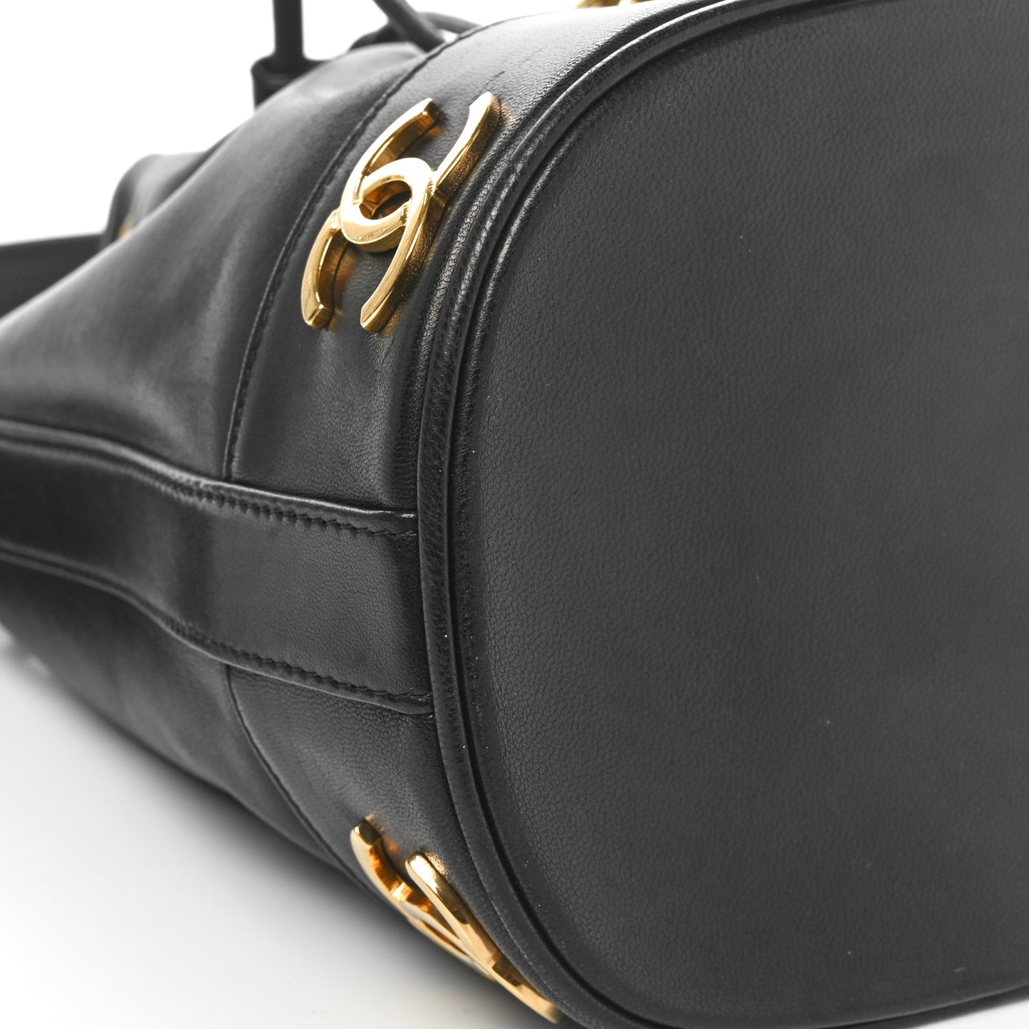 Lambskin CC Drawstring Shoulder Bag Black