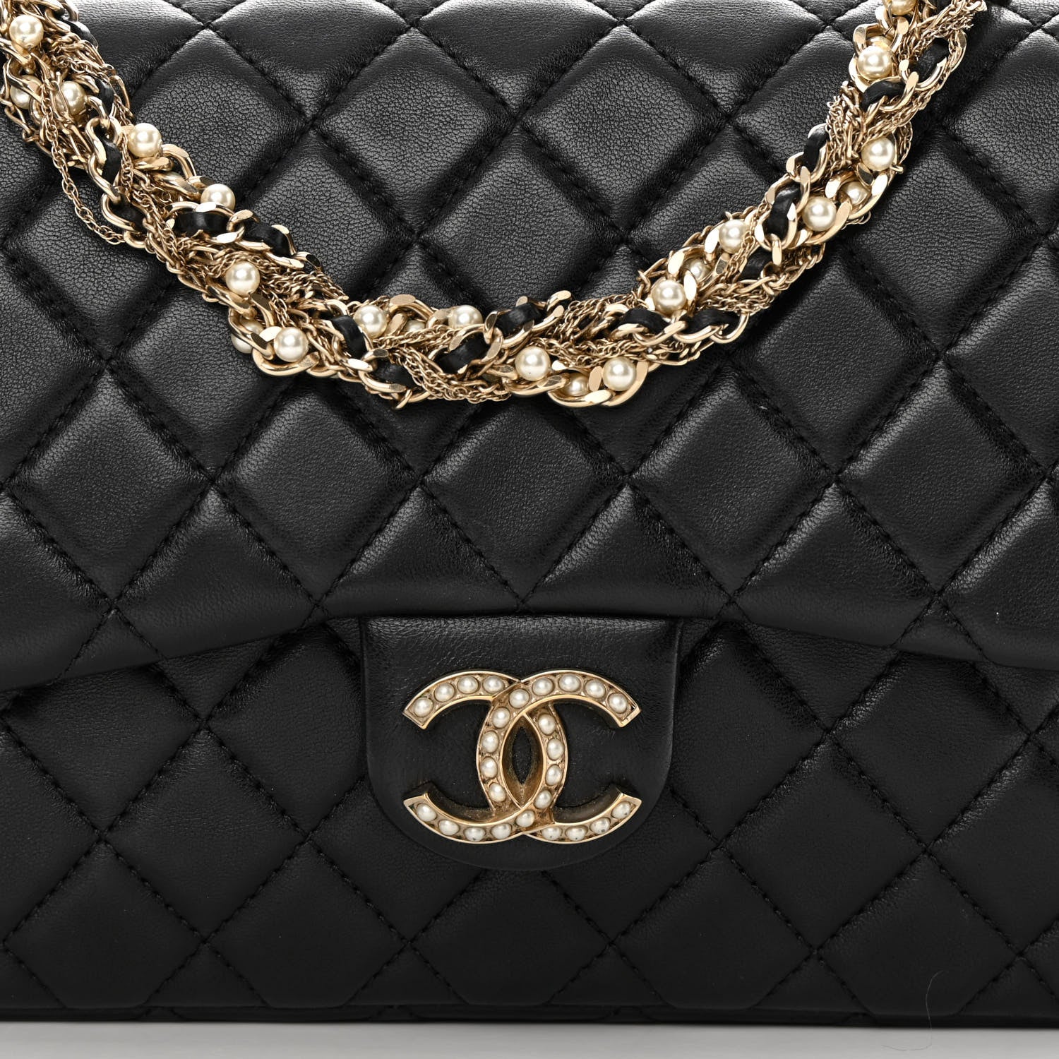 Chanel Lambskin Quilted Medium Westminster Pearl Flap Black 8 of 14