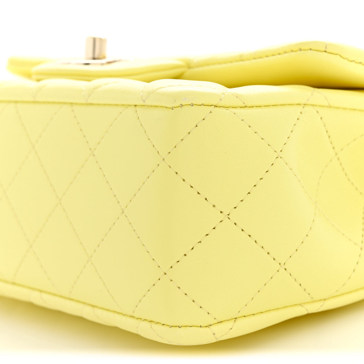 Chanel Lambskin Quilted Mini Chain Top Handle Rectangular Flap Light Yellow 10 of 10