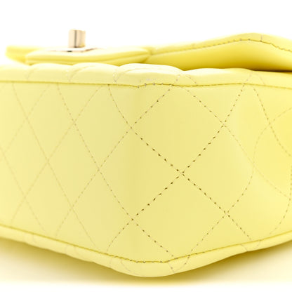Chanel Lambskin Quilted Mini Chain Top Handle Rectangular Flap Light Yellow 10 of 10