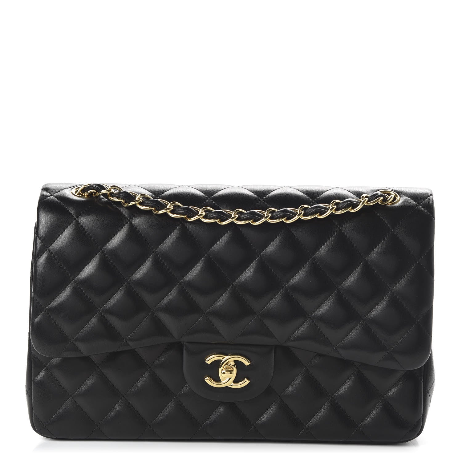 Chanel Lambskin Quilted Jumbo Double Flap Black 1 of 10