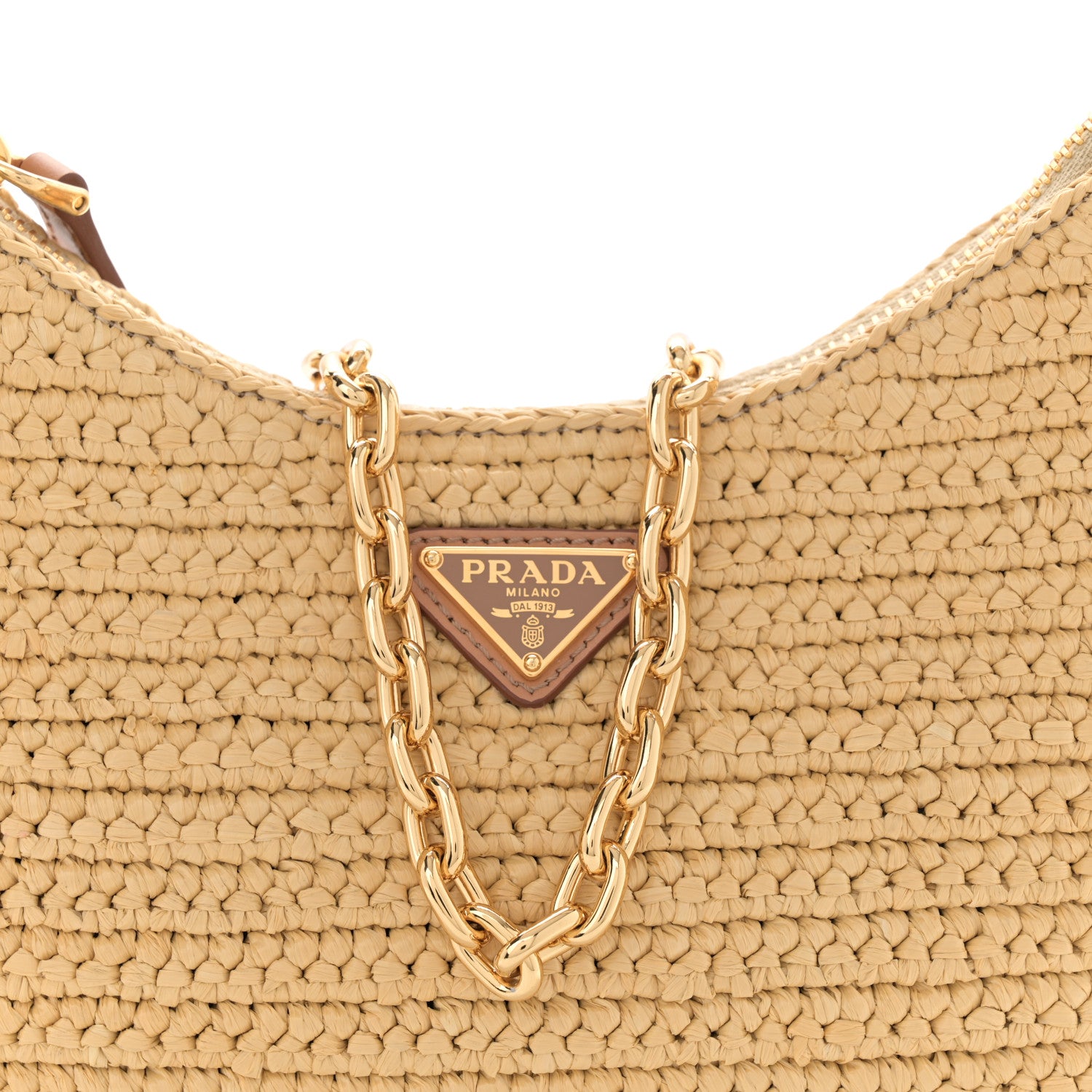 Prada Yarn Raffia Effect Crochet Re-Edition 2005 Shoulder Bag Naturale 8 of 10