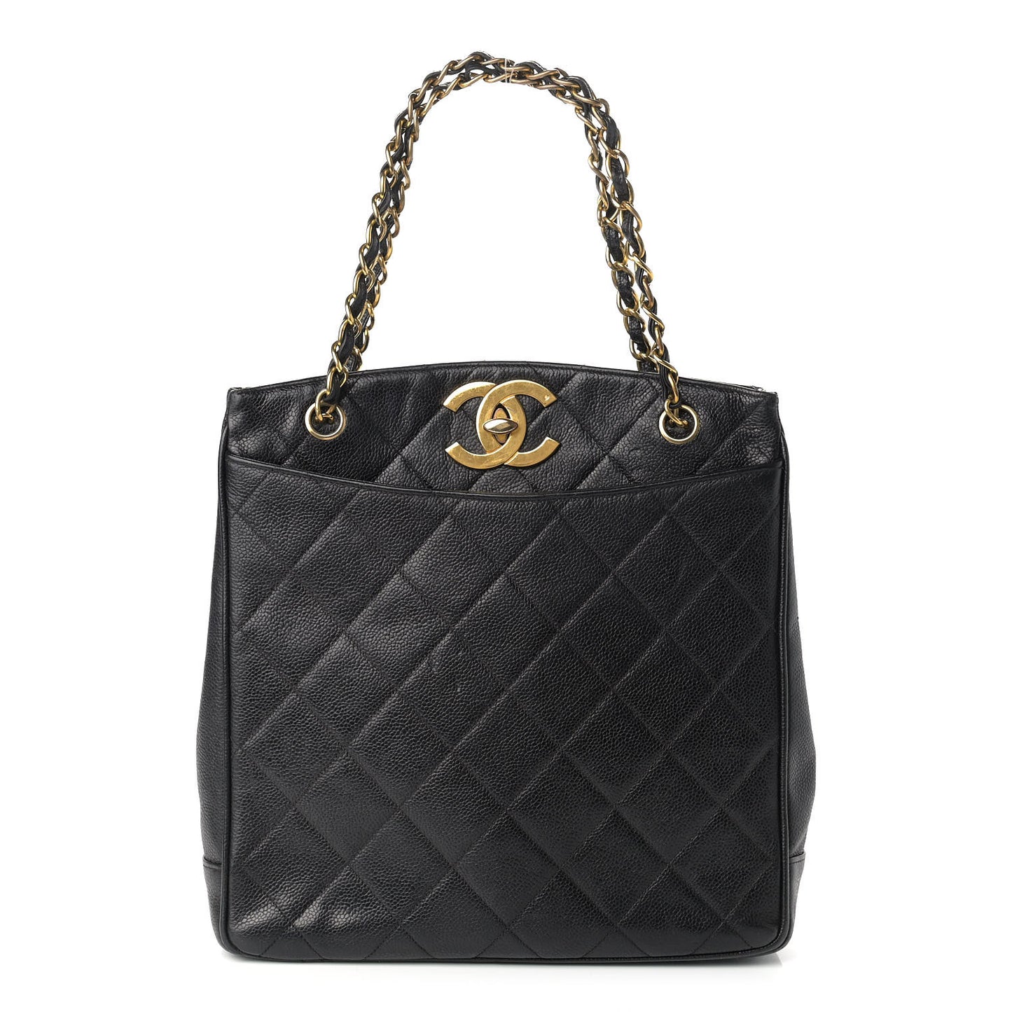 Caviar Quilted Flap Shoulder Bag Black