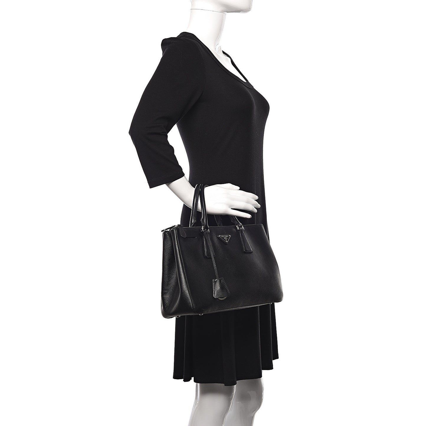 Saffiano Small Galleria Double Zip Tote Black