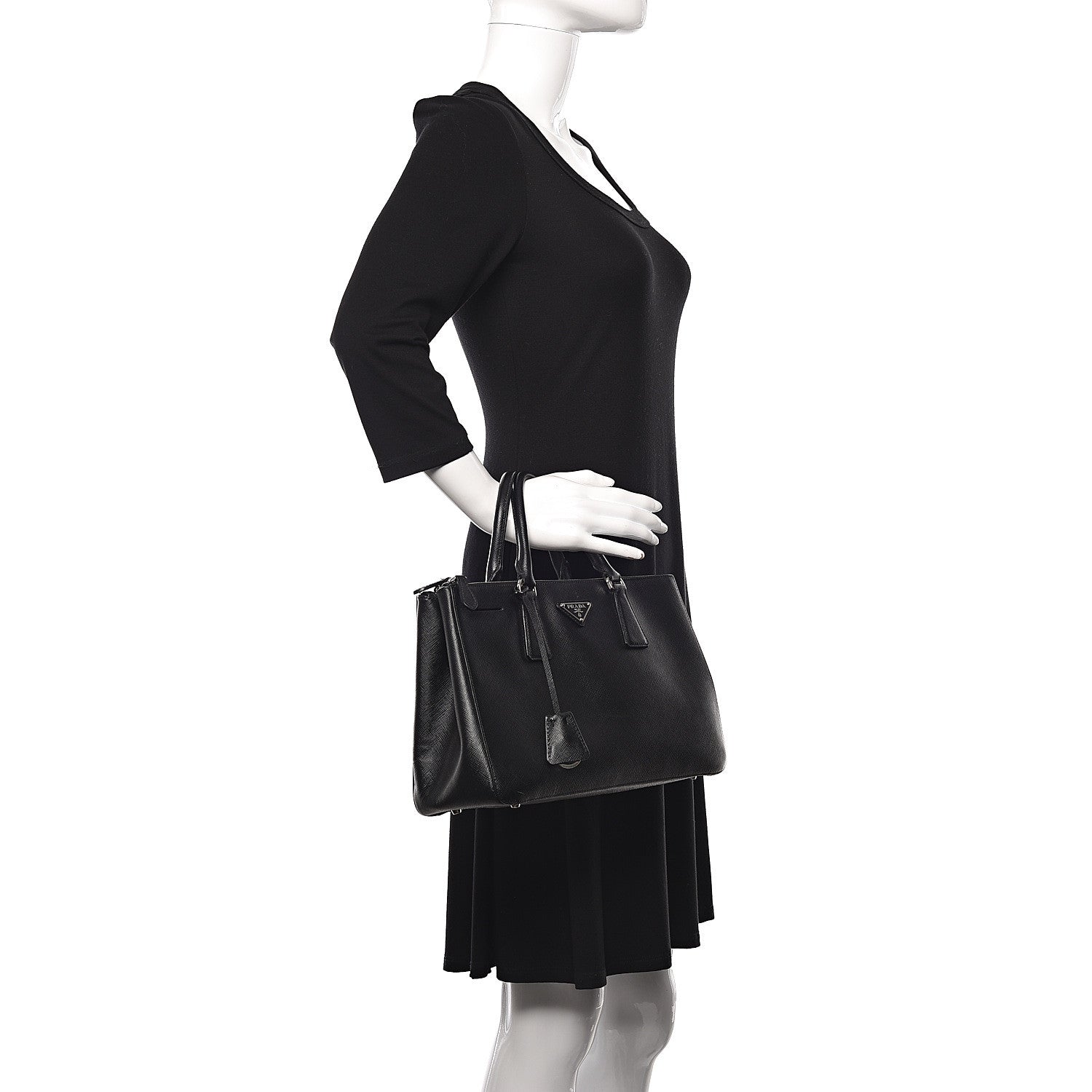 Prada Saffiano Small Galleria Double Zip Tote Black 2 of 16