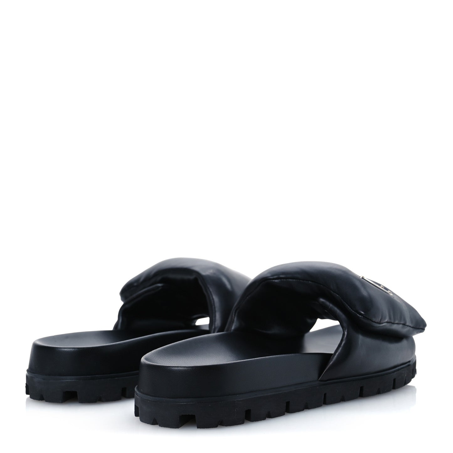 Nappa Soft Padded Triangle Slide Sandals 41 Black