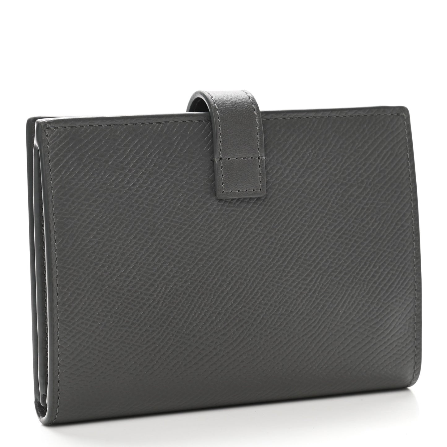 Grained Calfskin Medium Multifunction Strap Wallet Pebble
