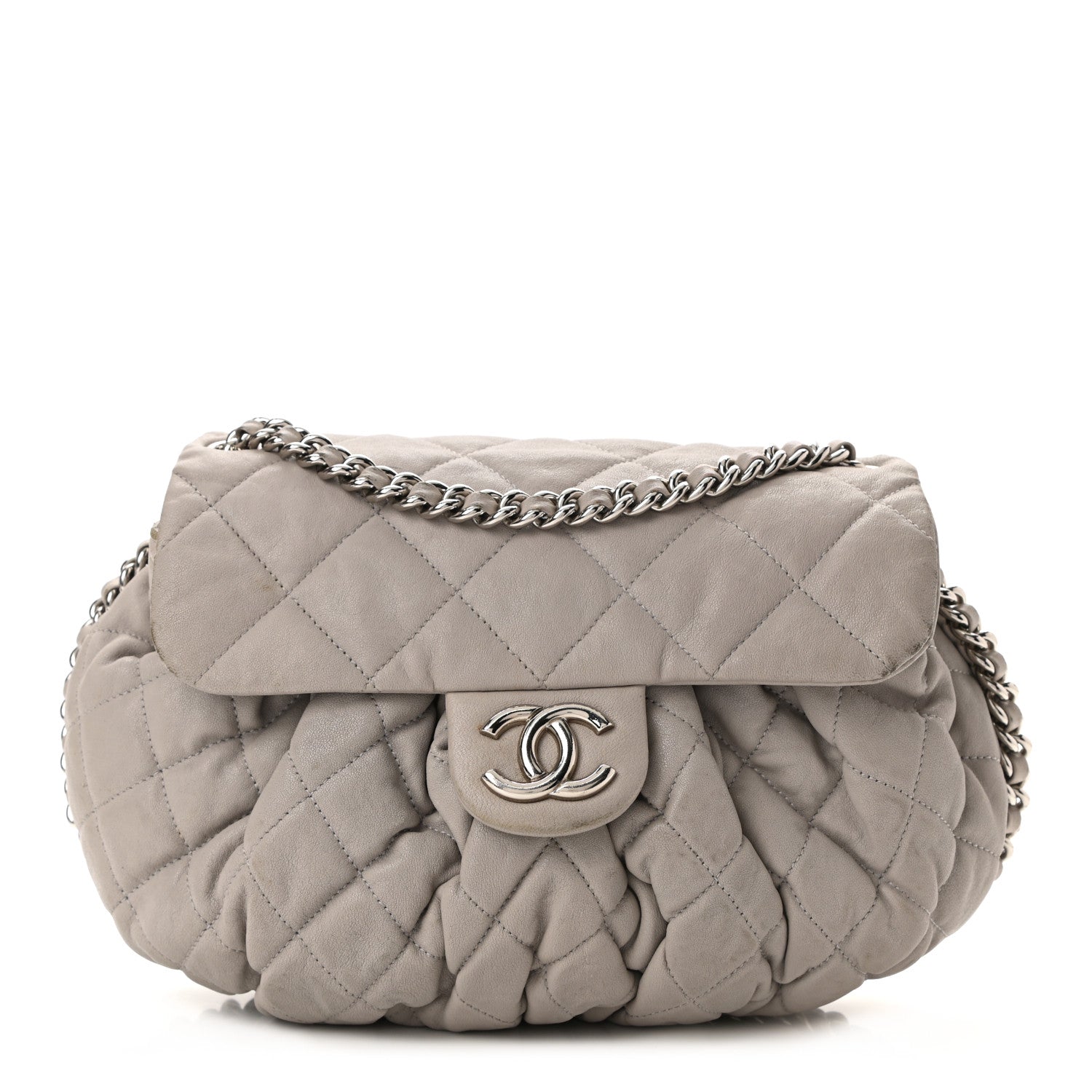 Chanel Washed Lambskin Quilted Medium Chain Around Flap Taupe 1 of 12