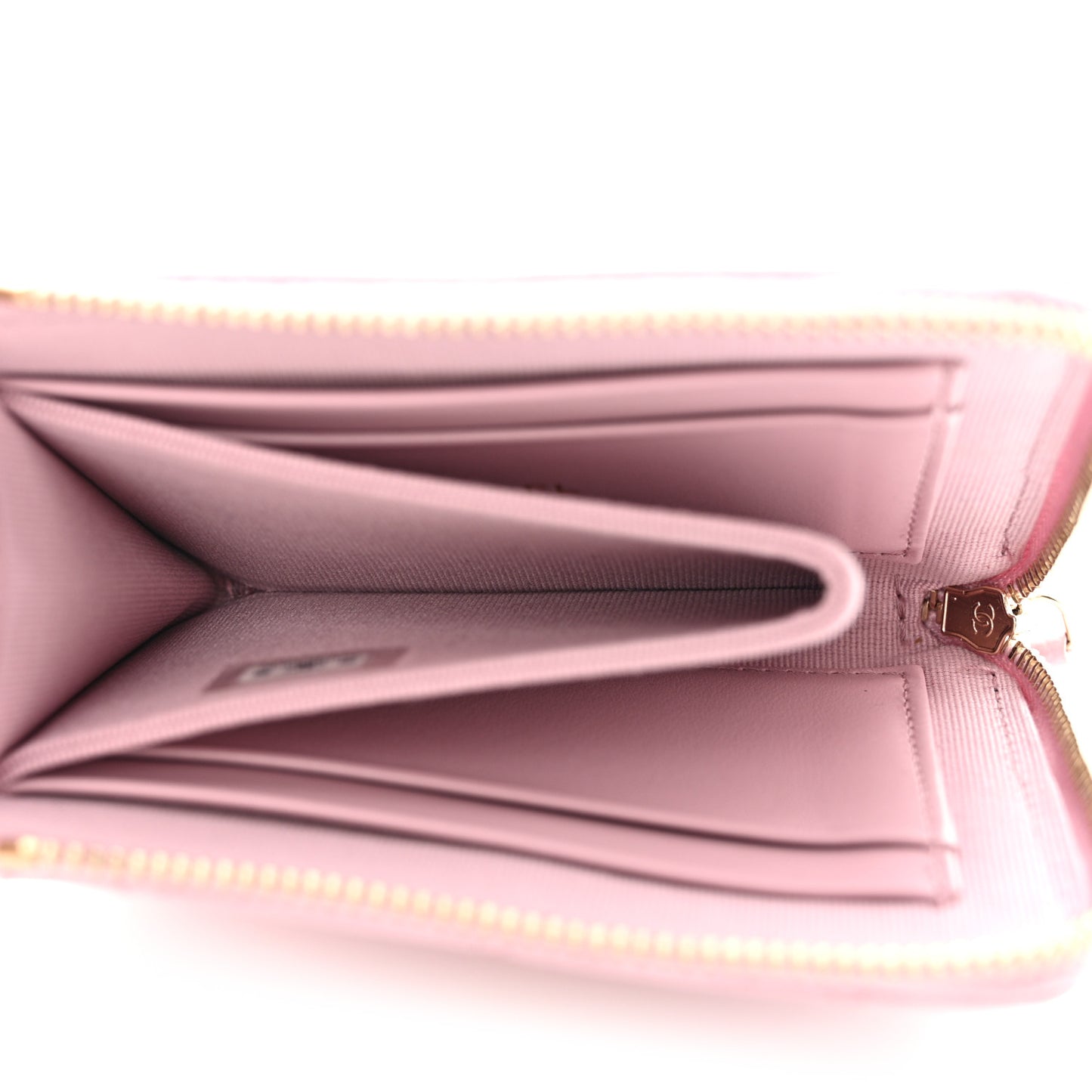 Caviar Quilted CC Zip Around Card Holder Wallet Light Purple