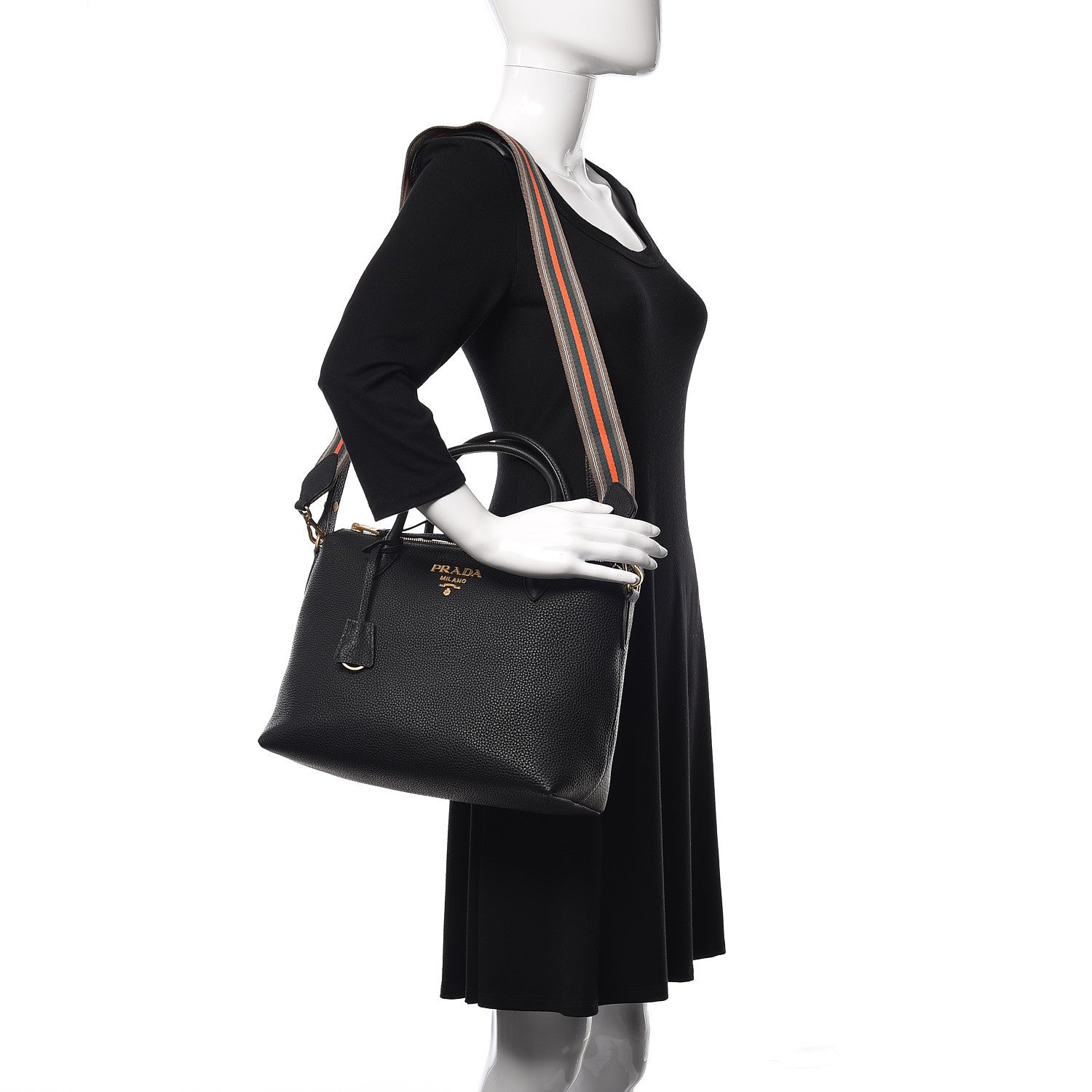 Prada Vitello Daino Tote Black 3 of 12