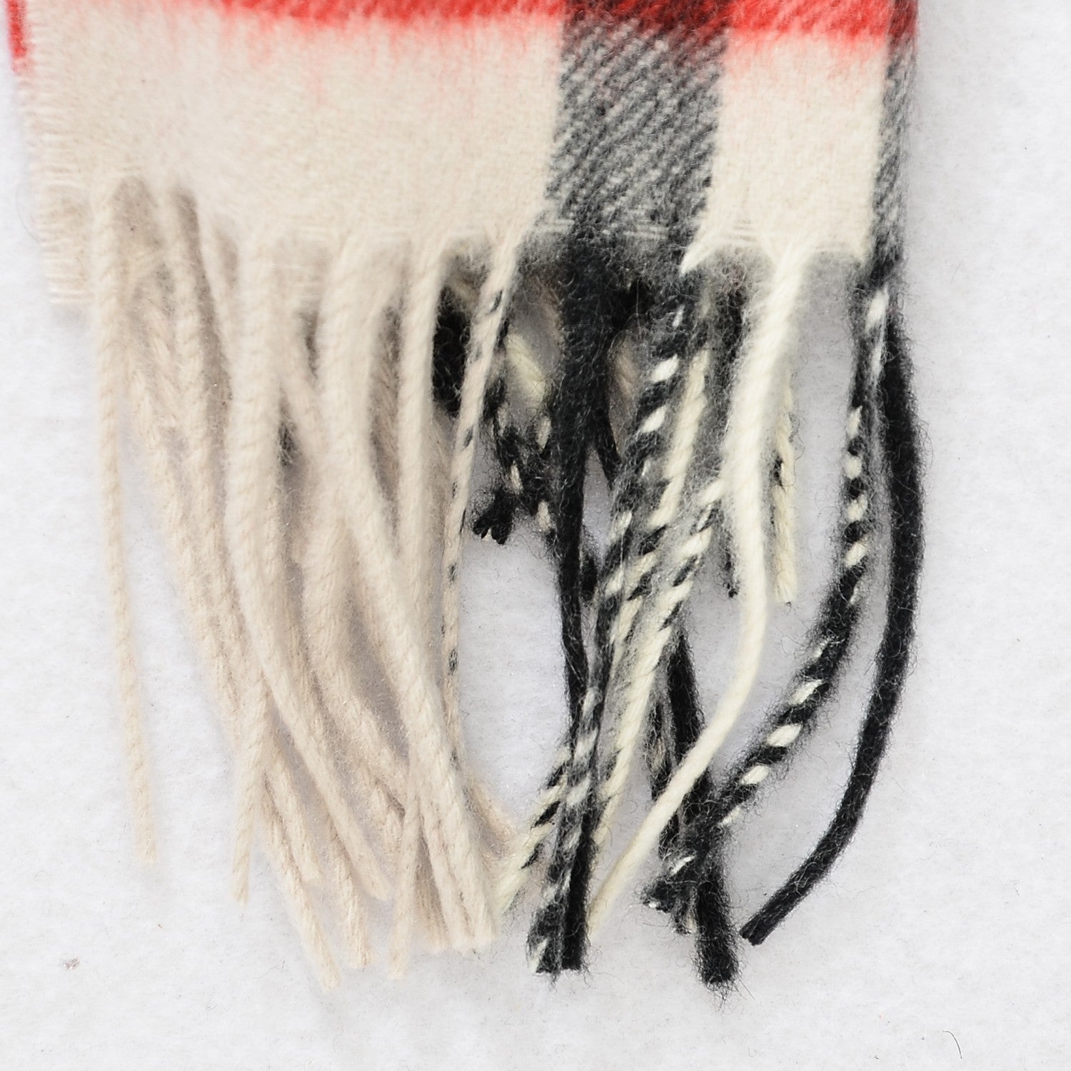 Burberry Cashmere Giant Check Fringe Scarf Ivory 4 of 5