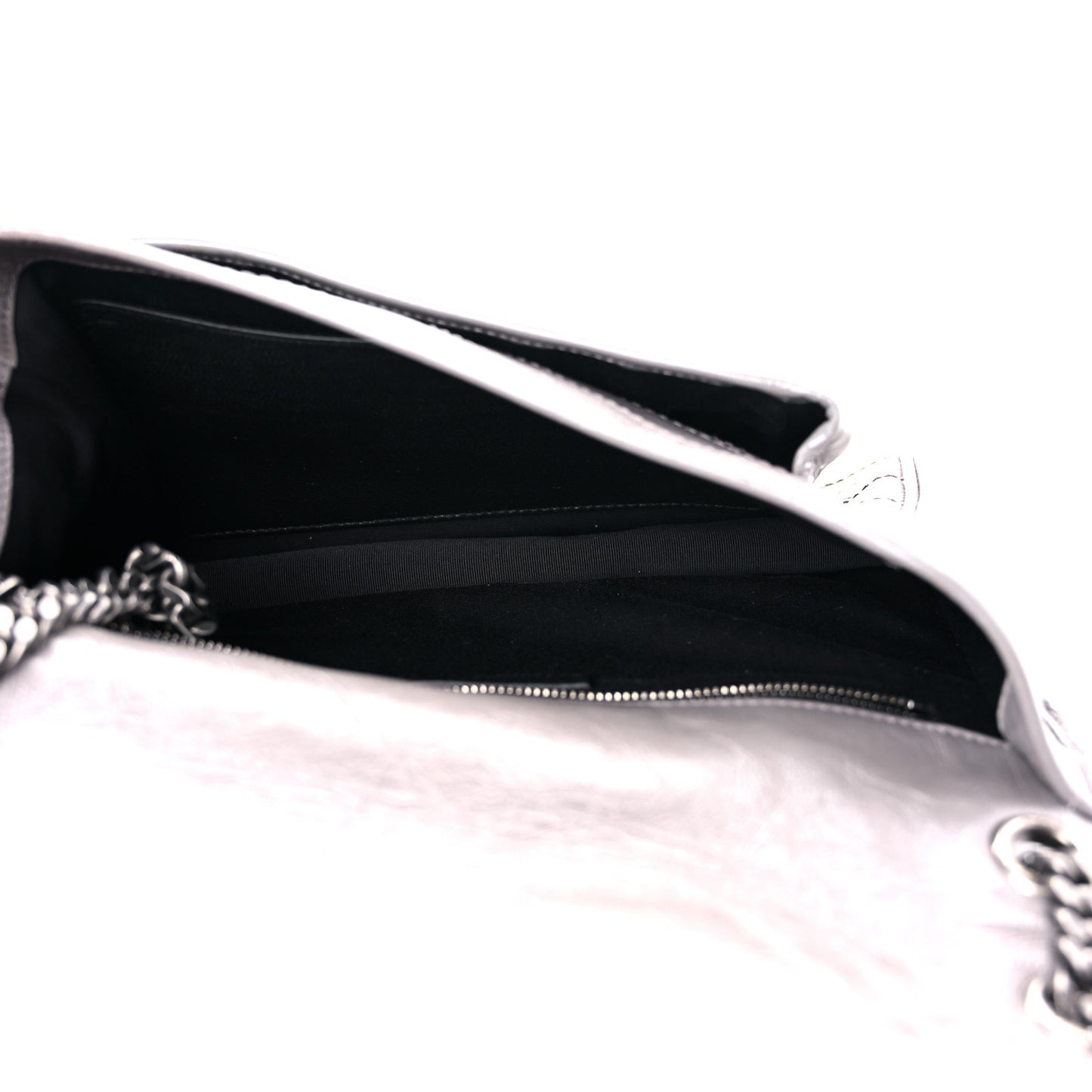 Crinkled Calfskin Matelasse Monogram Medium Niki Chain Satchel Fog