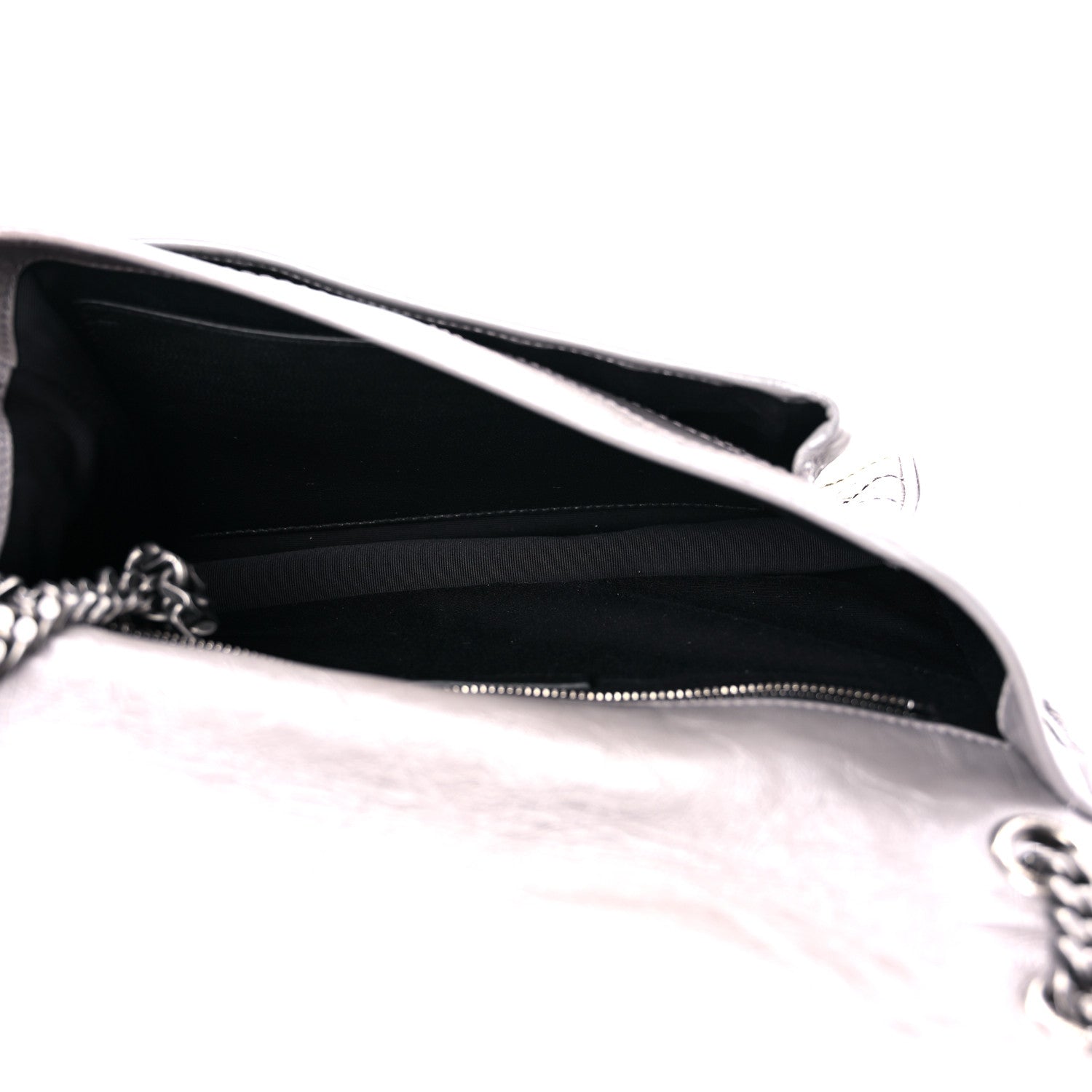 Saint Laurent Crinkled Calfskin Matelasse Monogram Medium Niki Chain Satchel Fog 5 of 9