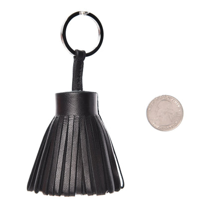 Hermes Lambskin Bi-Color Carmen Tassel Key Holder Black Bleu LIn 2 of 7