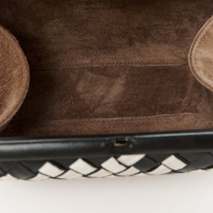 Bottega Veneta Nylon Nappa Intrecciato Knot Clutch Black White 5 of 7