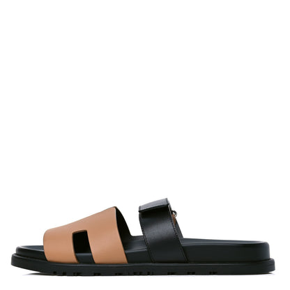 Hermes Calfskin Womens Chypre Sandals 43 Black Gold 1 of 4
