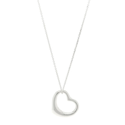 Tiffany Sterling Silver 27mm Elsa Peretti Open Heart Pendant Necklace 1 of 5