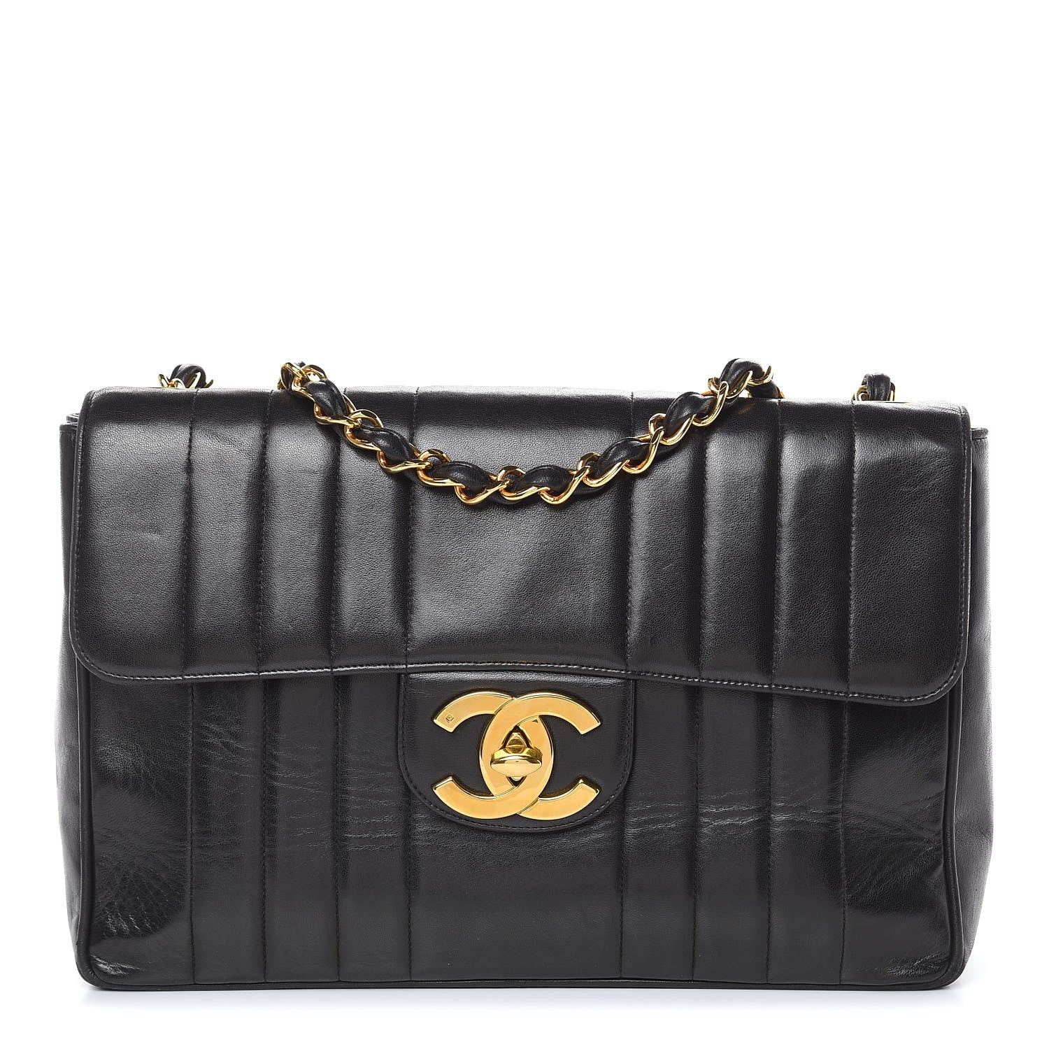 Chanel Lambskin Vertical Quilt Jumbo Single Flap Black 1 of 21