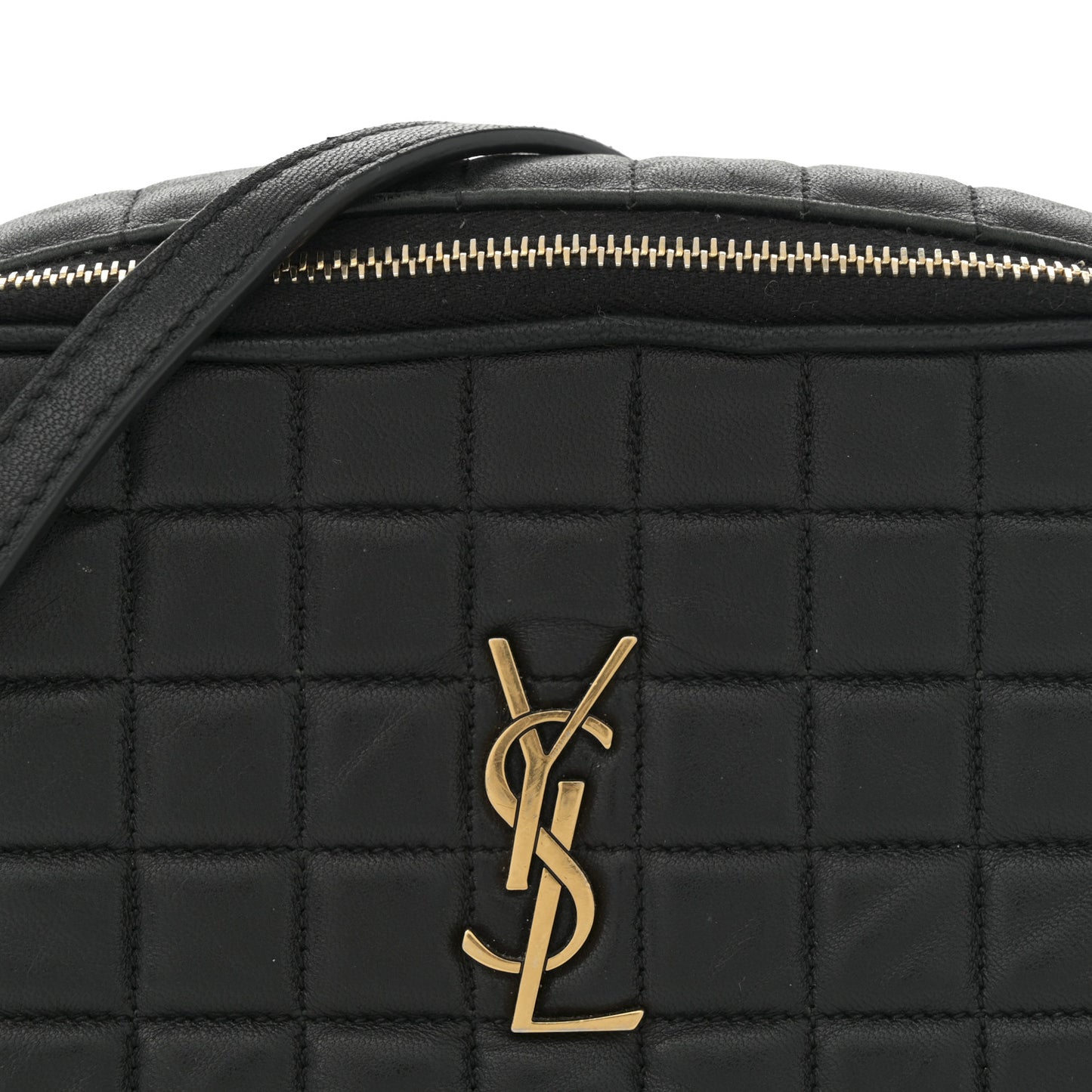 Lambskin Carre Quilted Cassandre Mini Camera Bag Black