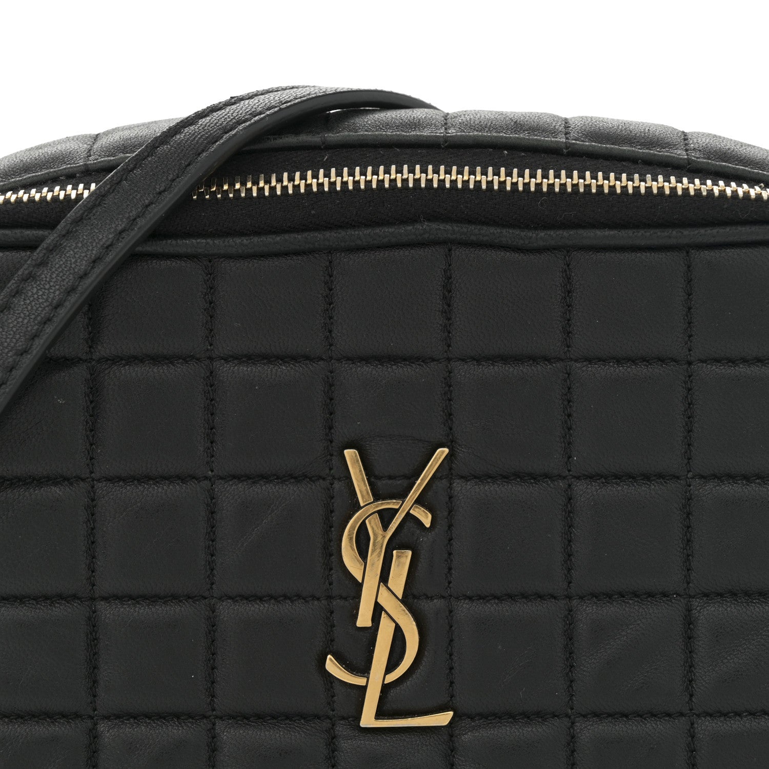 Saint Laurent Lambskin Carre Quilted Cassandre Mini Camera Bag Black 8 of 14