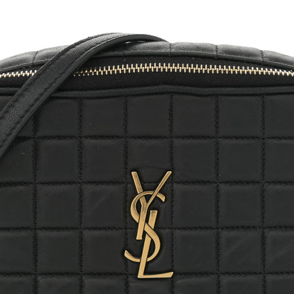 Saint Laurent Lambskin Carre Quilted Cassandre Mini Camera Bag Black 8 of 14