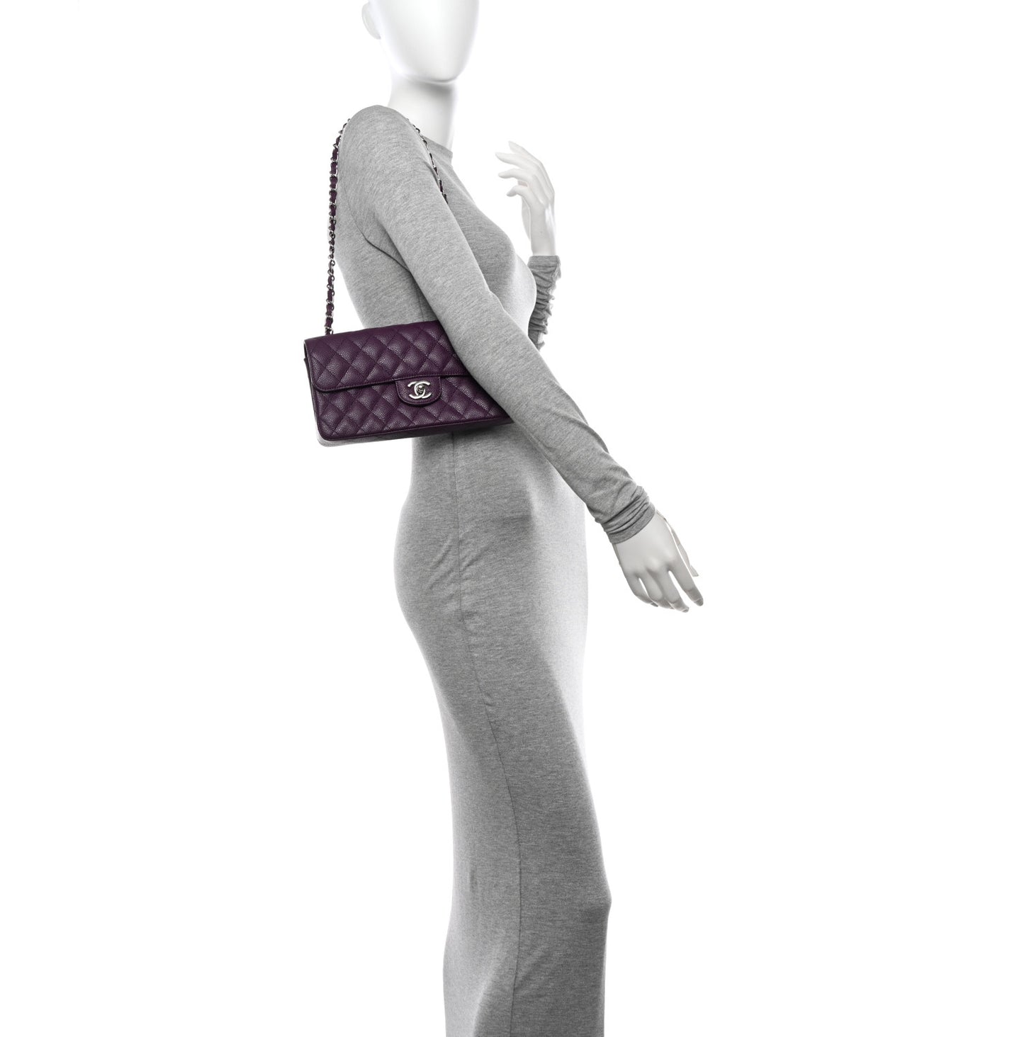 Caviar Quilted East West Flap Purple