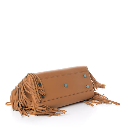 Saint Laurent Calfskin Small Rive Gauche Fringe Tote Tan 3 of 7