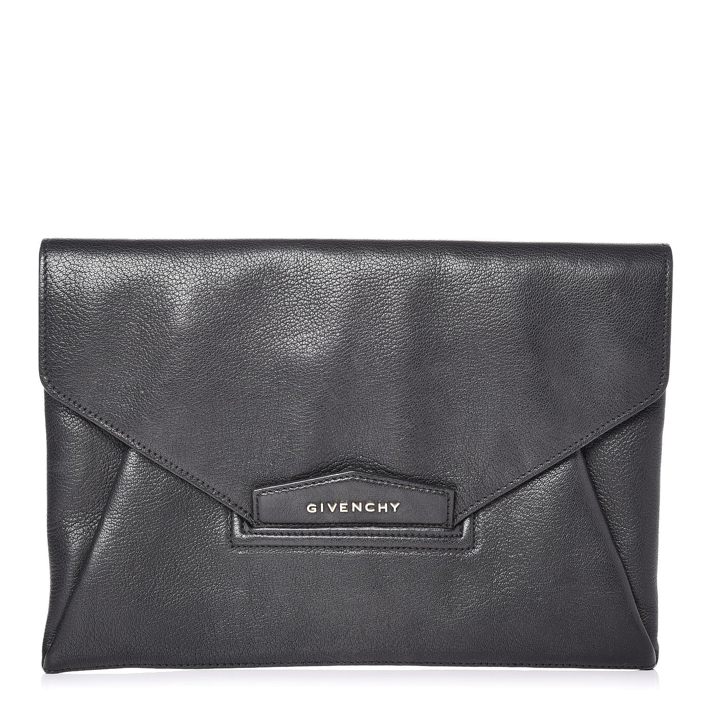 Sugar Goatskin Medium Antigona Envelope Clutch Black