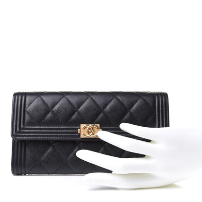 Chanel Caviar Quilted Large Boy Gusset Flap Wallet Black 2 of 8