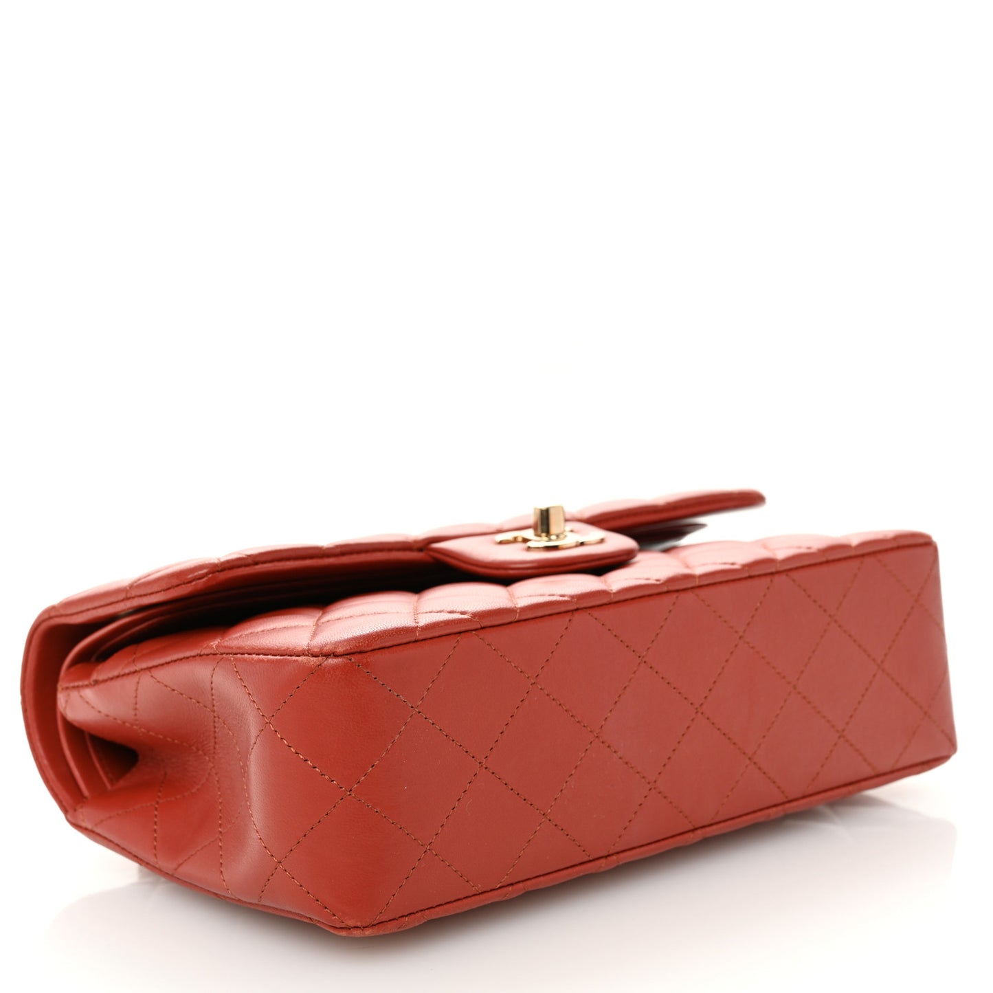 Lambskin Quilted Small Double Flap Brown