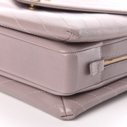 Chanel Lambskin Chevron Stitched Medium Envelope Flap Light Grey 11 of 13