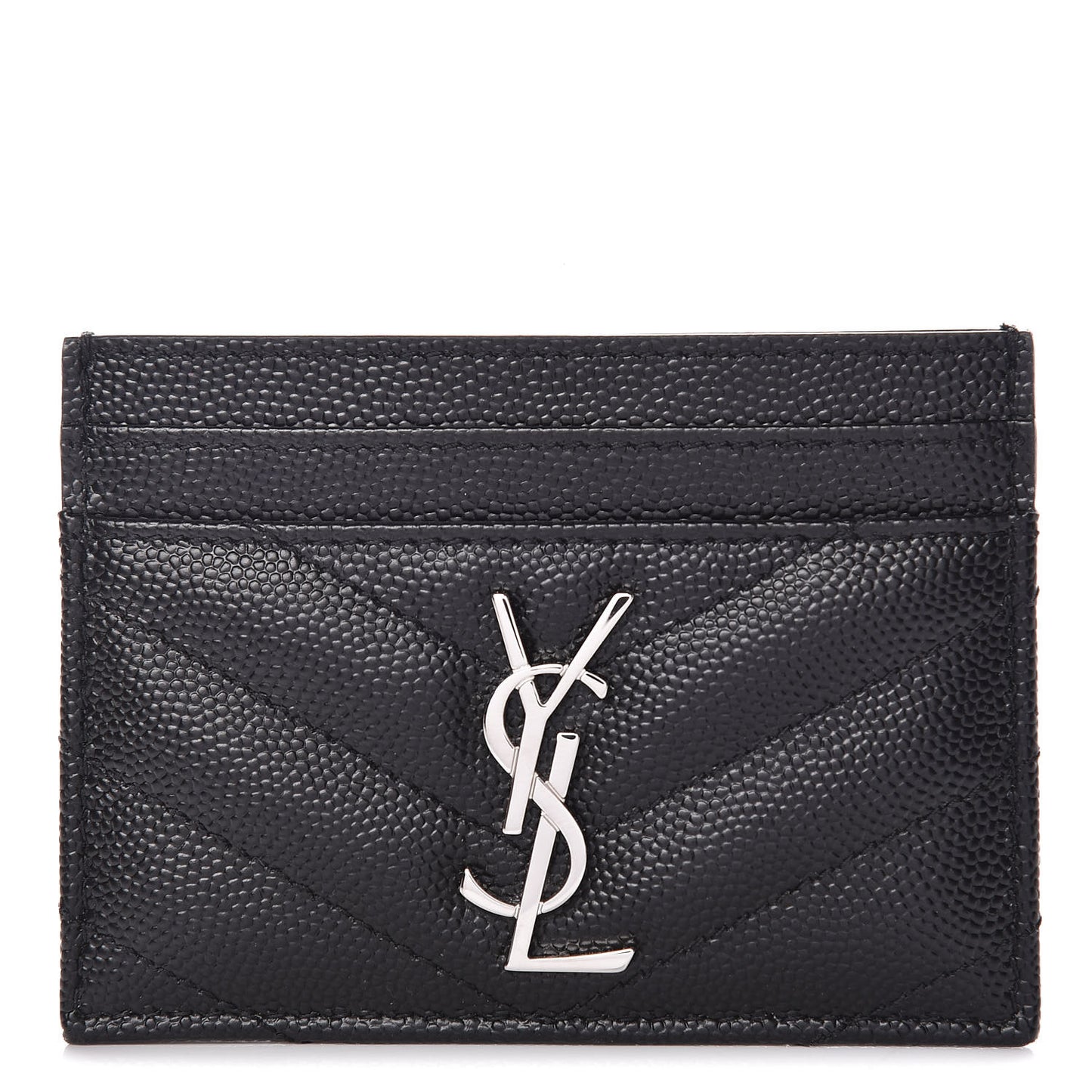 Grain De Poudre Matelasse Chevron Monogram Credit Card Case Black