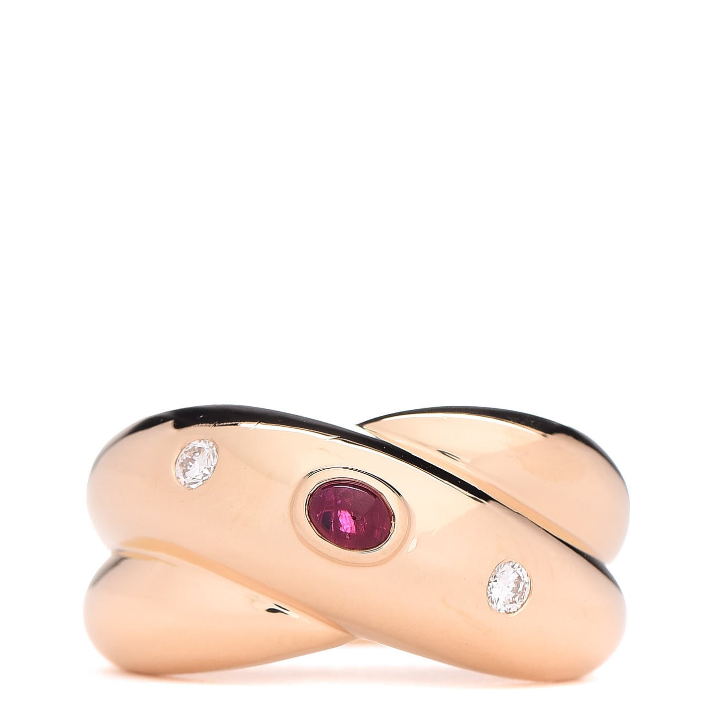 18K Yellow Gold Diamond Ruby Colisee Ring 50 5.25