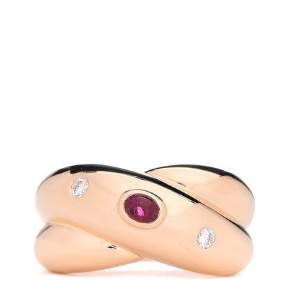 Cartier 18K Yellow Gold Diamond Ruby Colisee Ring 50 5.25 1 of 5