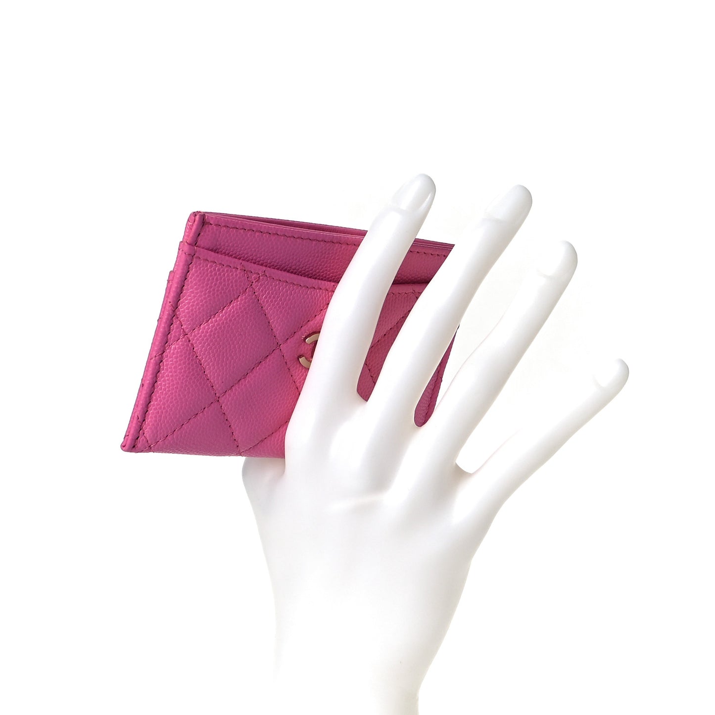 Caviar Quilted Card Holder Pink
