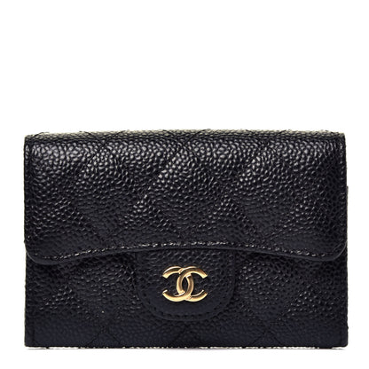 Chanel Caviar Quilted Flap Card Holder Wallet Black 1 of 8