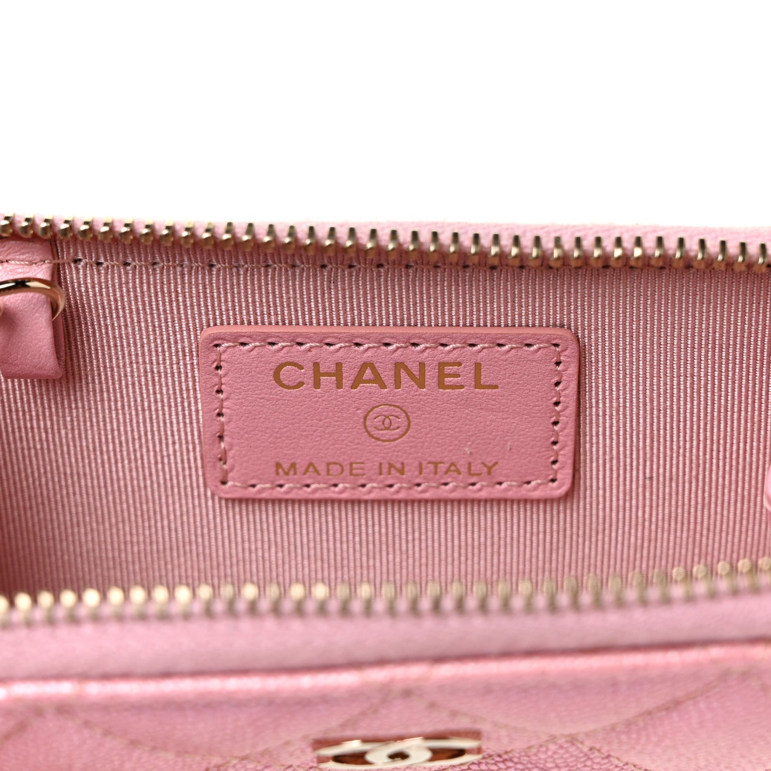 Chanel Iridescent Caviar Quilted Zipped Key Holder Case Rose Pink 6 of 9