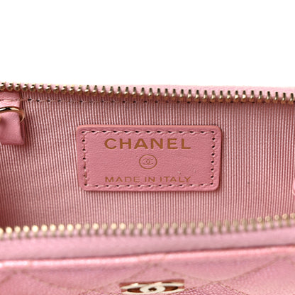 Chanel Iridescent Caviar Quilted Zipped Key Holder Case Rose Pink 6 of 9