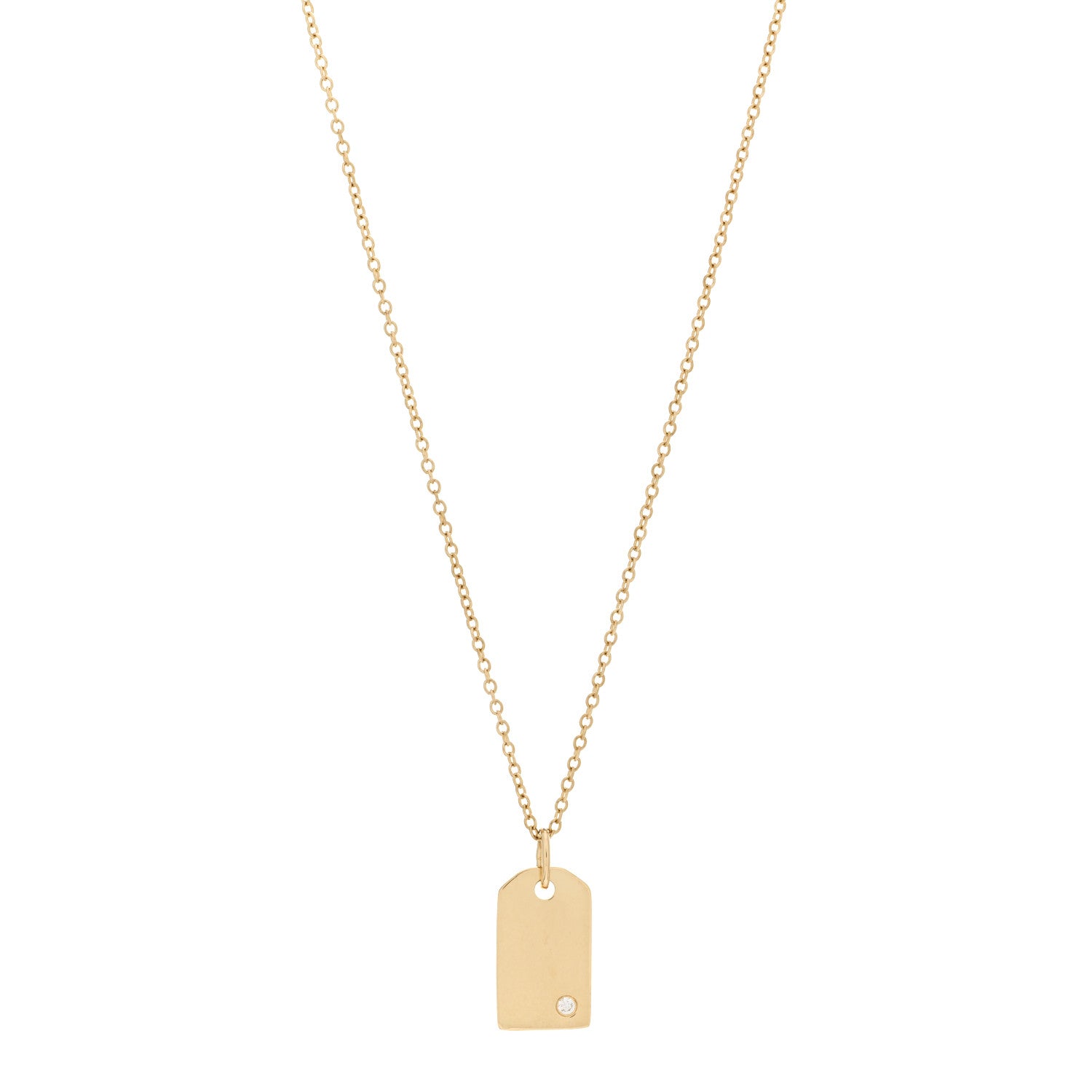 Tiffany 18K Yellow Gold Diamond Mini Tag Pendant Necklace 1 of 5