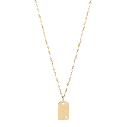 Tiffany 18K Yellow Gold Diamond Mini Tag Pendant Necklace 1 of 5