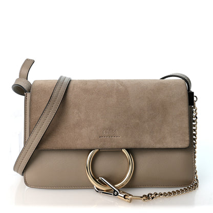 Chloe Suede Calfskin Small Faye Shoulder Bag Motty Grey 1 of 9