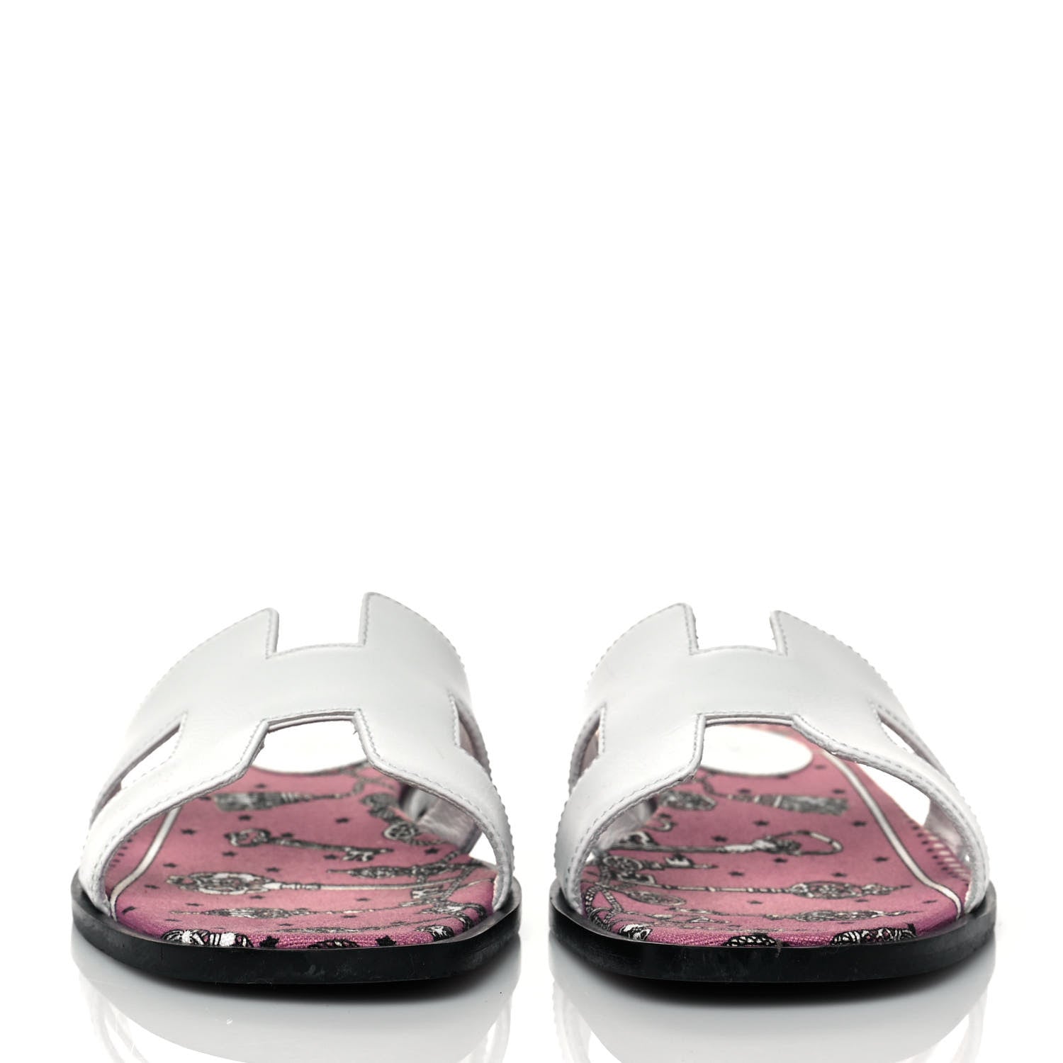 Hermes Box Calfskin White Bois De Rose Oran Sandals 36.5 White 2 of 8