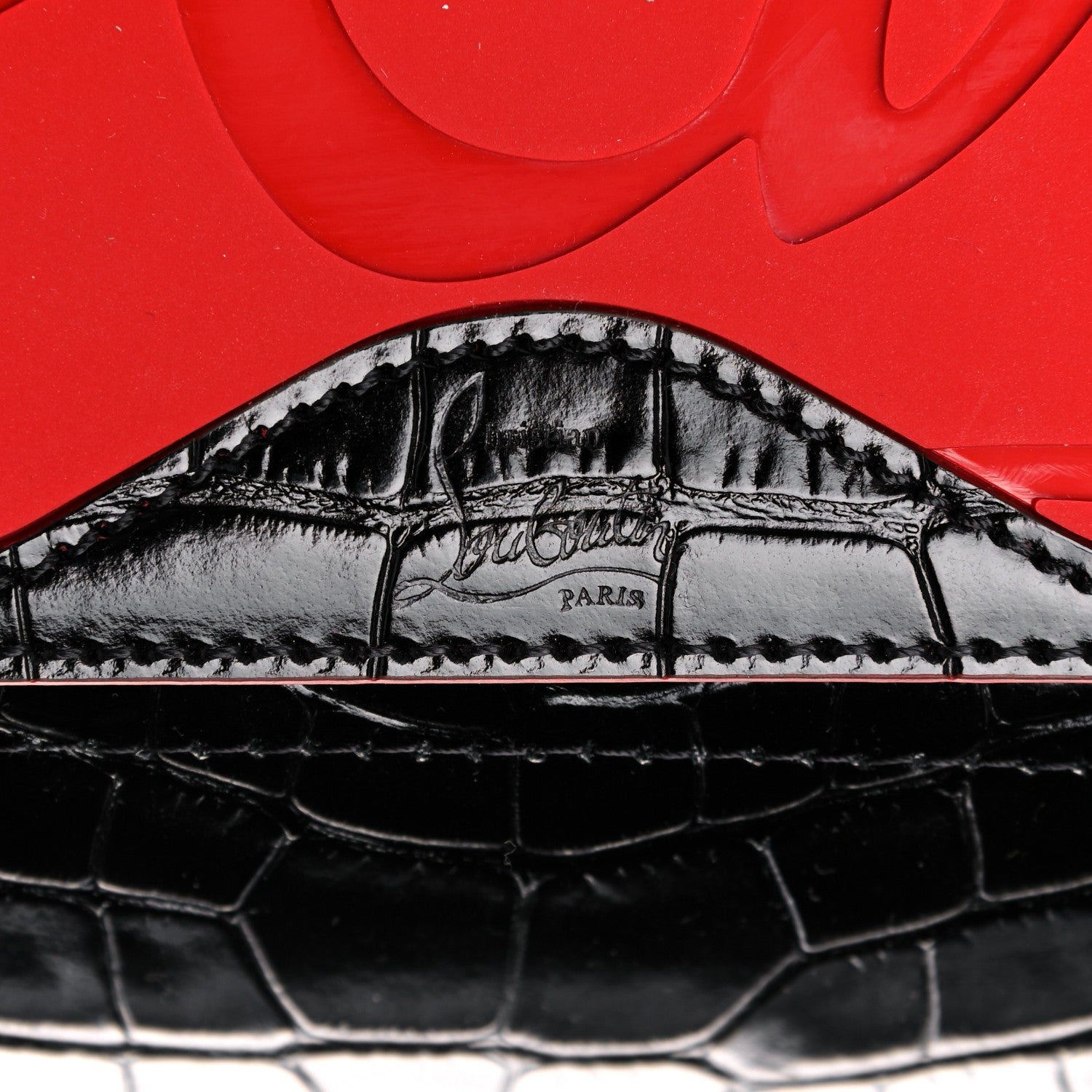 Christian Louboutin Crocodile Embossed Calfskin Spiked Small Cabarock Shopper Tote Black 7 of 10