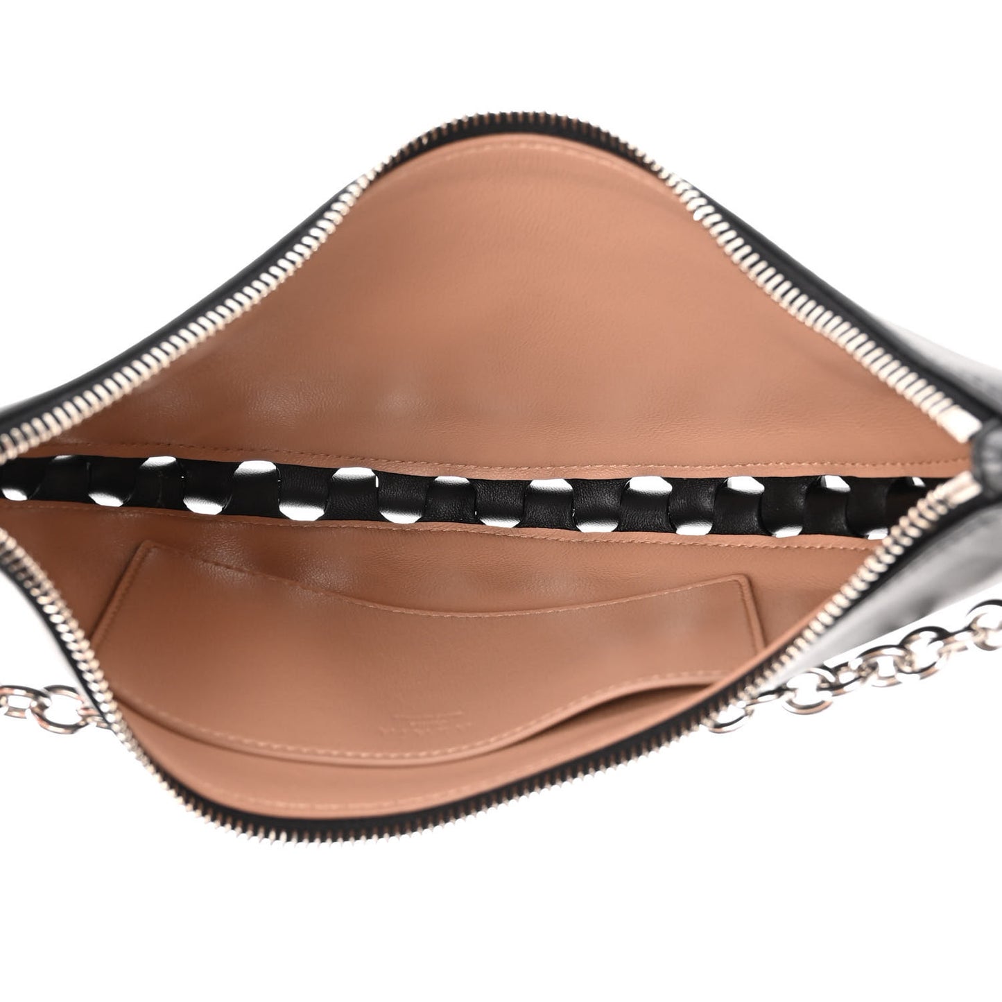 Calfskin Studded Chain Demi Lune Bag Black