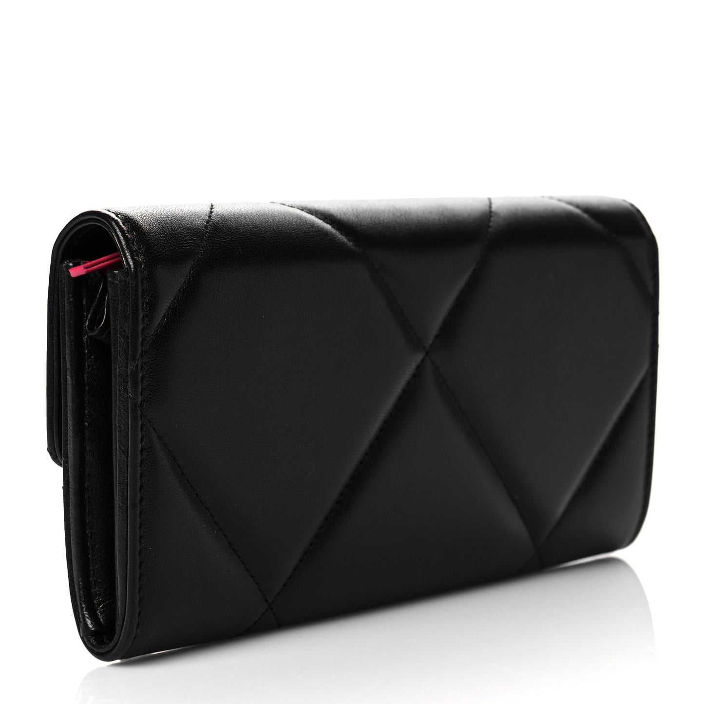 Lambskin Quilted Chanel 19 Flap Wallet Black